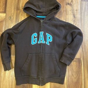 GAP Kids Chocolate Brown Hoodie with Blue Logo